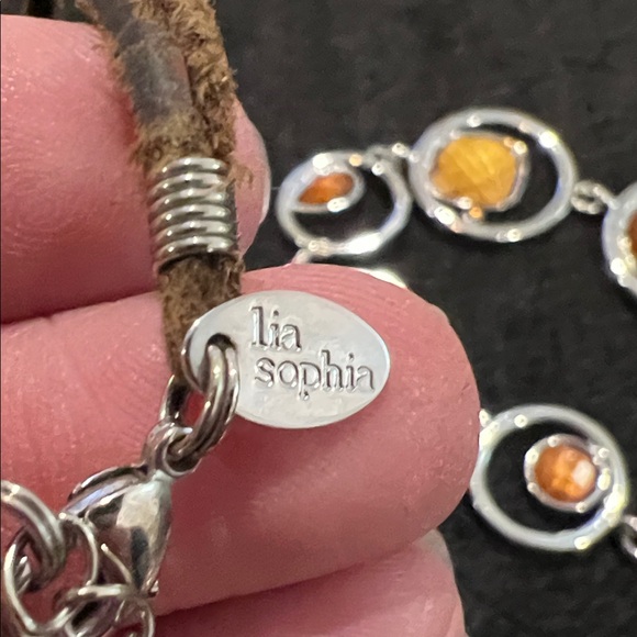 Lia Sophia Silver Necklace with Gold and Brown Accents - Picture 2 of 6